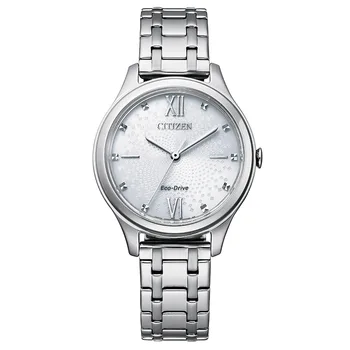 שעון אלגנטי מוכסף סולארי לאישה EM0500-73A